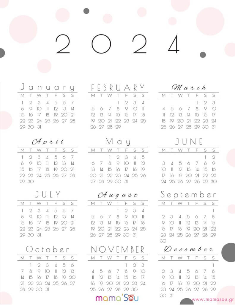 Free printable Calendar 2024 in English